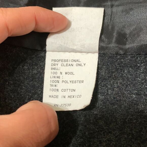 JP 1893 Missy PeaCoat Size 8 Womens Black Wool Collared Button Front Velvet Trim - Picture 12 of 12